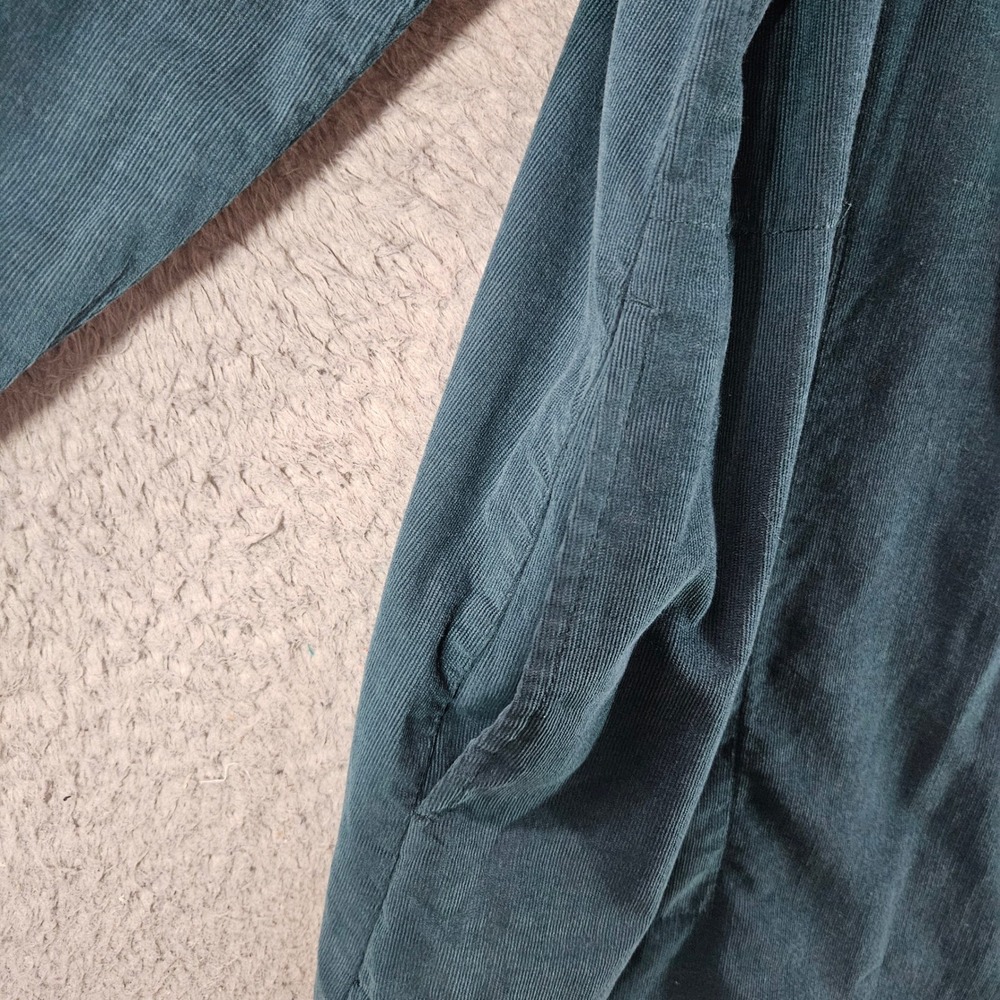 J. Jill Corduroy Button Front Shirt Dress Teal Blue Roll Tab Sleeve Womens Sz M - Picture 3 of 11